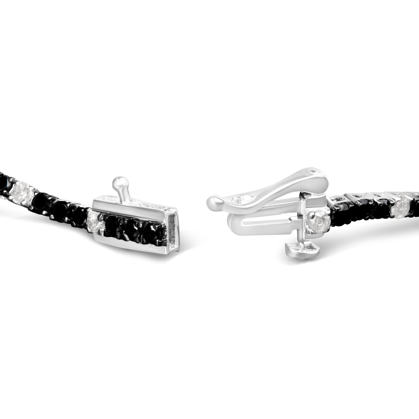 Pulsera de tenis de diamantes negros y blancos de plata esterlina .925 - 7.25 pulgadas