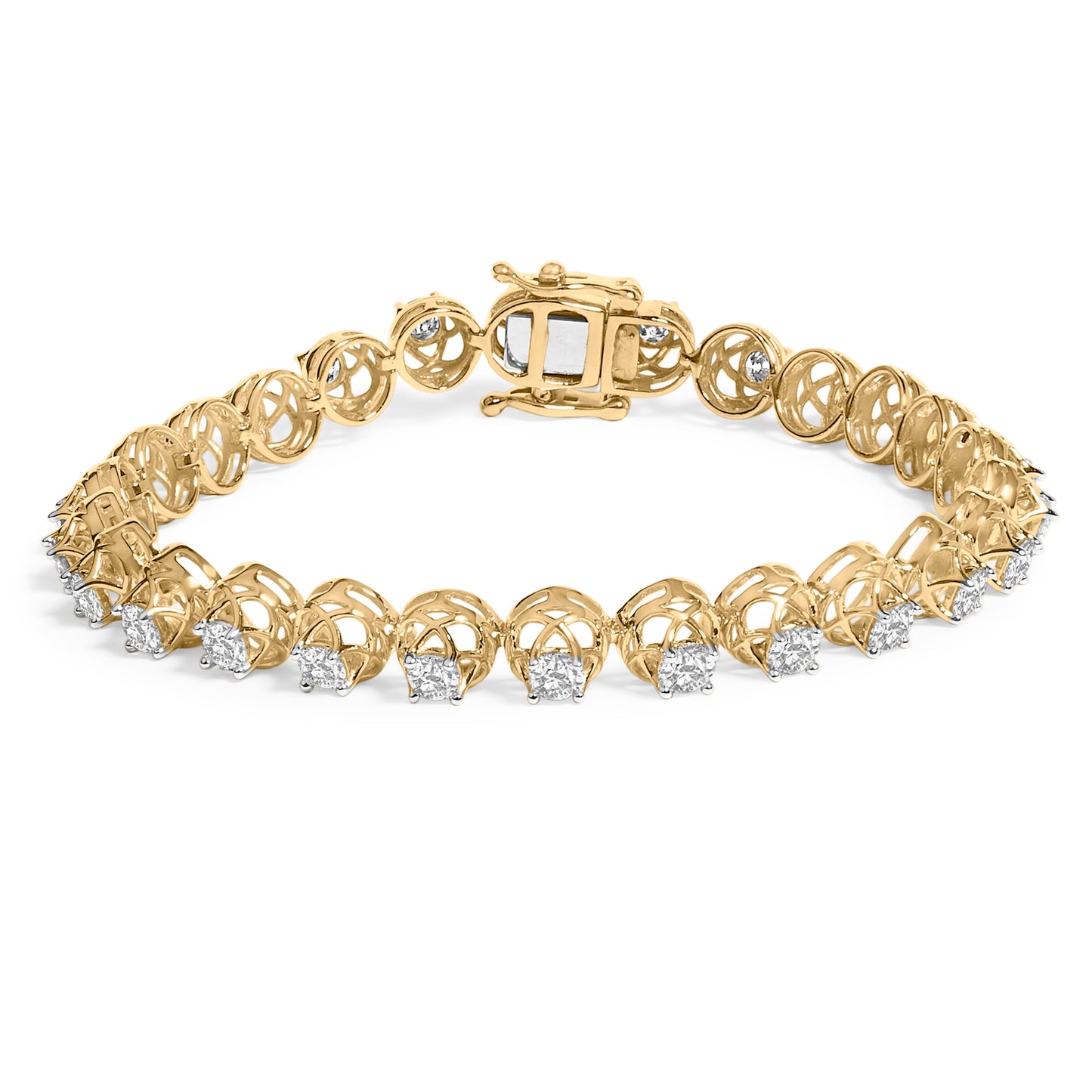 14K Yellow Gold Plated Sterling Silver Diamond Tennis Bracelet
