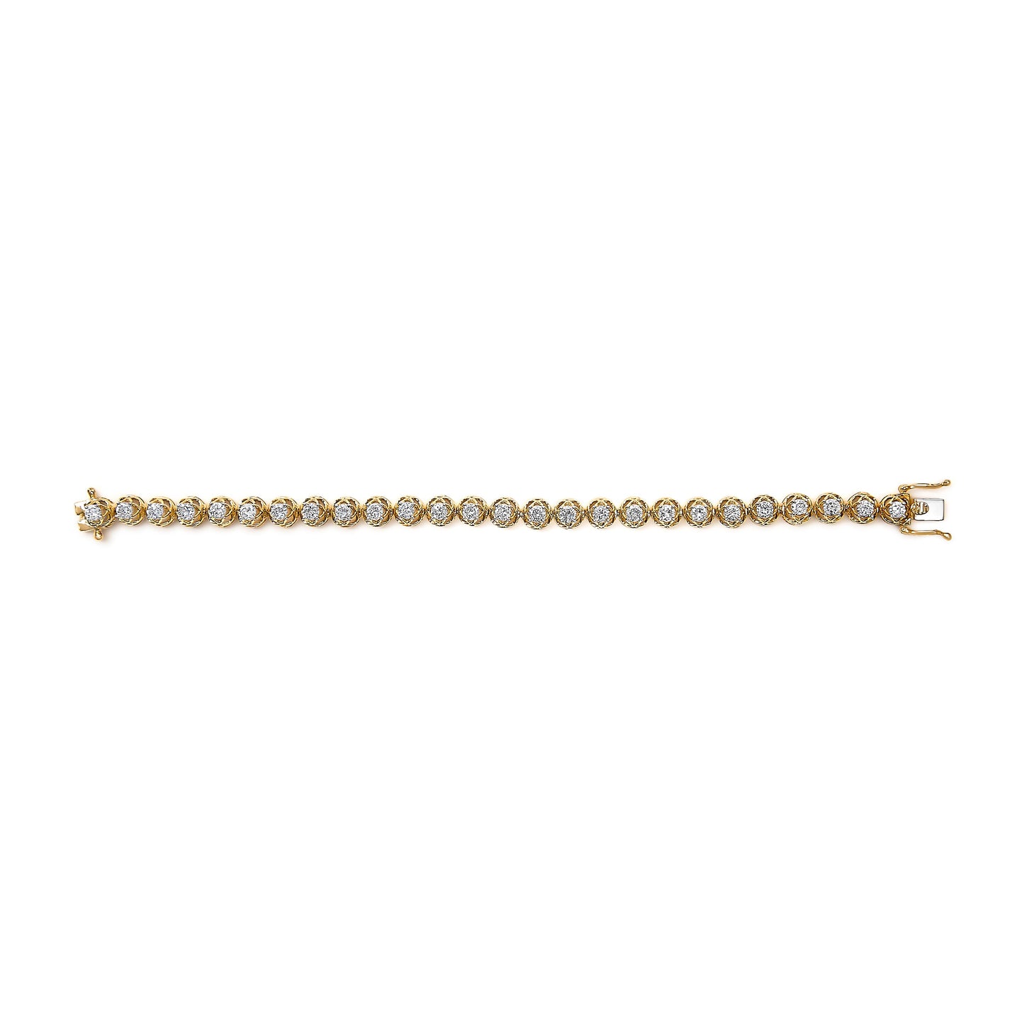 14K Yellow Gold Plated Sterling Silver Diamond Tennis Bracelet