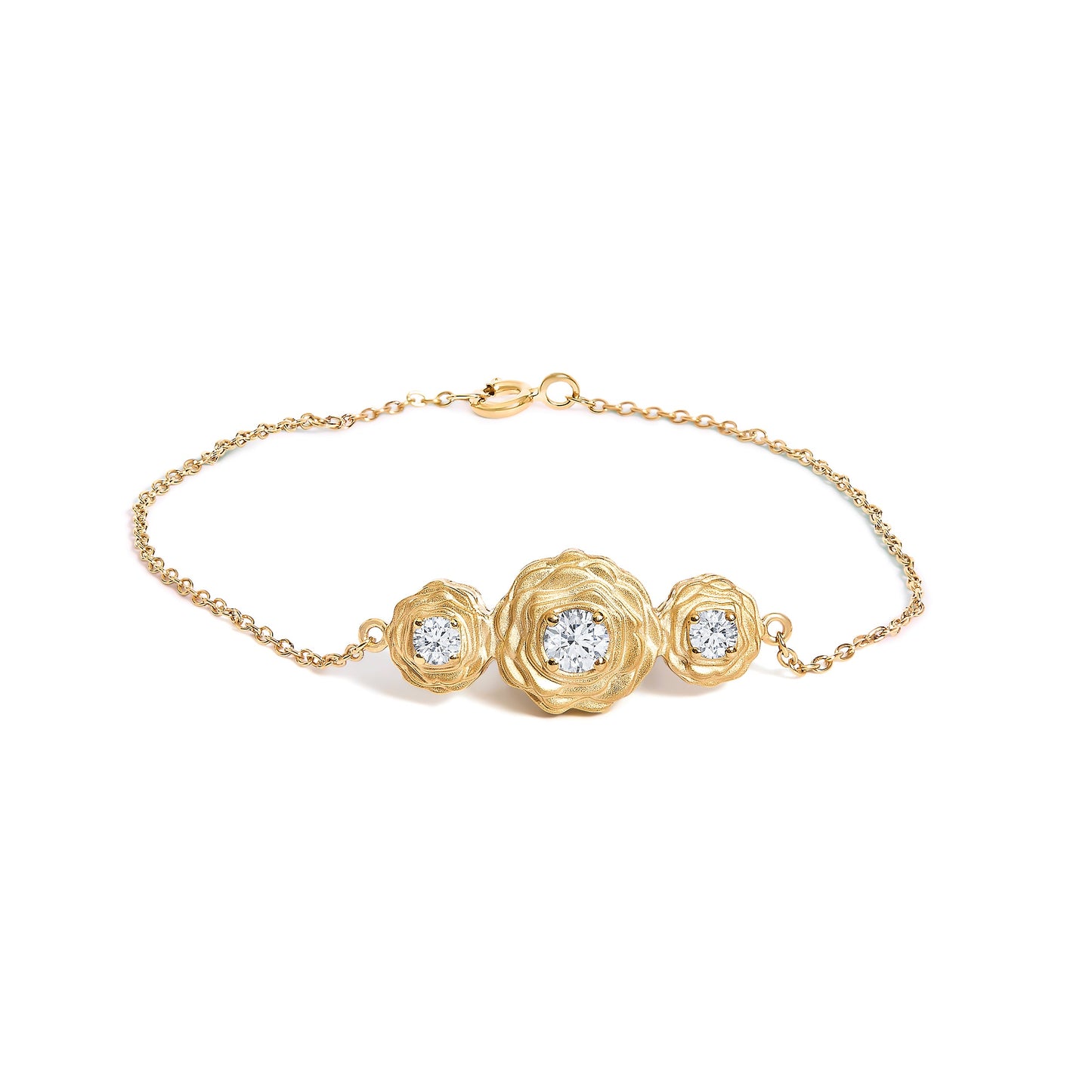 Bracelet en argent sterling plaqué or jaune 14K avec diamants cultivés en laboratoire