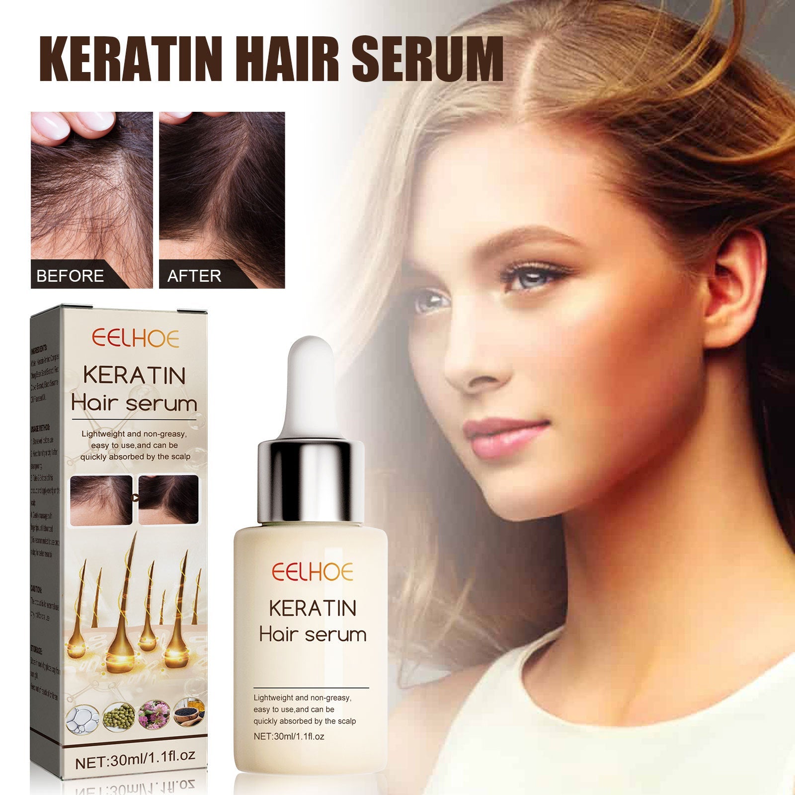 Hair Enrichment Essence, Moisturizes Hair Repair Hair Root Thickening Hairline Strengthening Hair Treatment Essence - Korvel