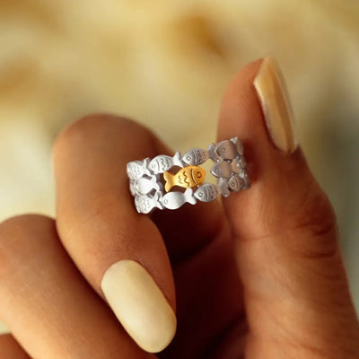 925 Sterling Silver Fish Open Ring - Korvel