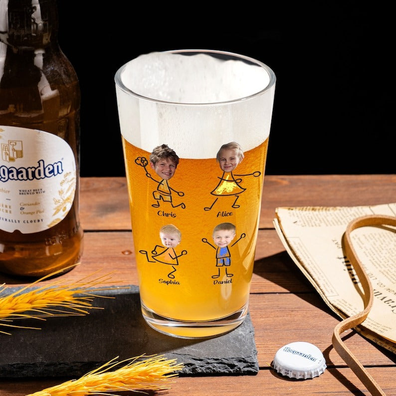Tasse à bière en verre rond de 16 oz personnalisable