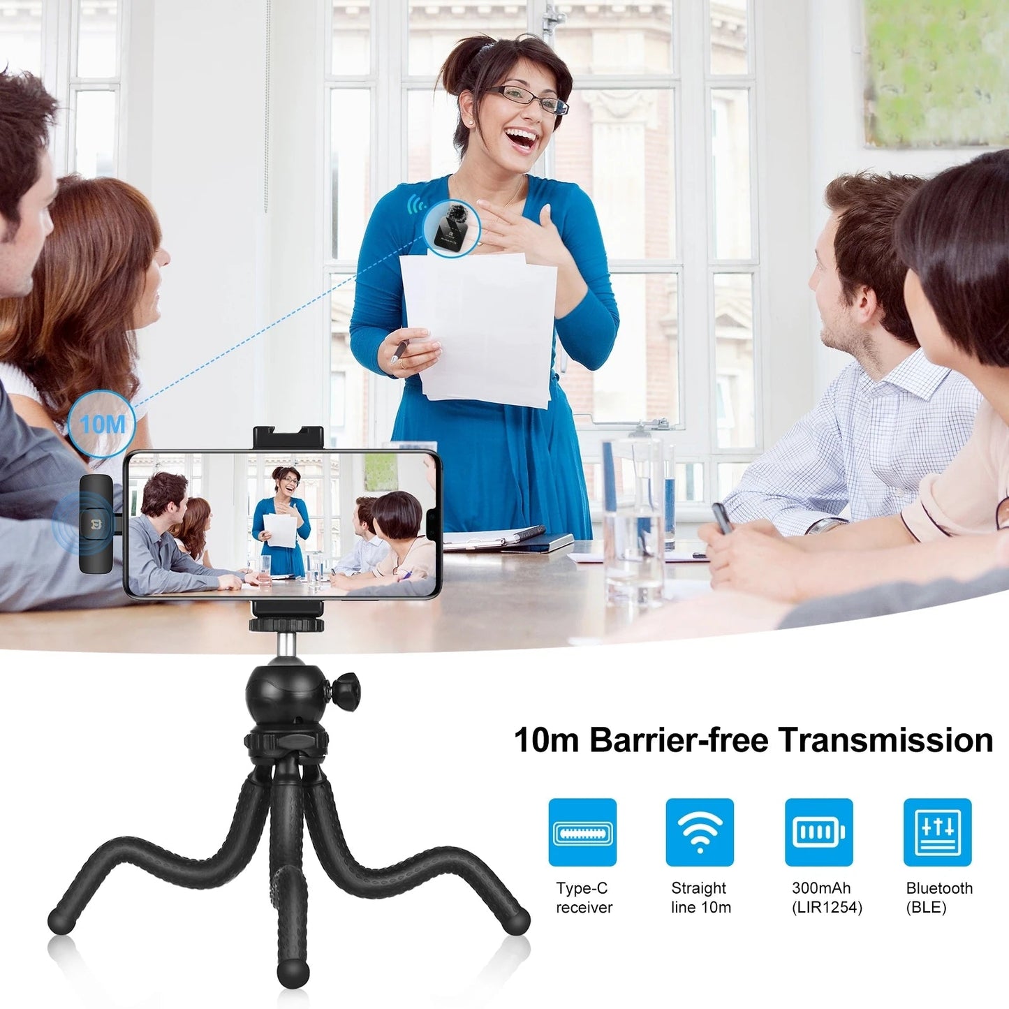 Wireless lavalier microphone mobile phone outdoor live recording noise reduction 1-to-2 wireless microphone - Korvel