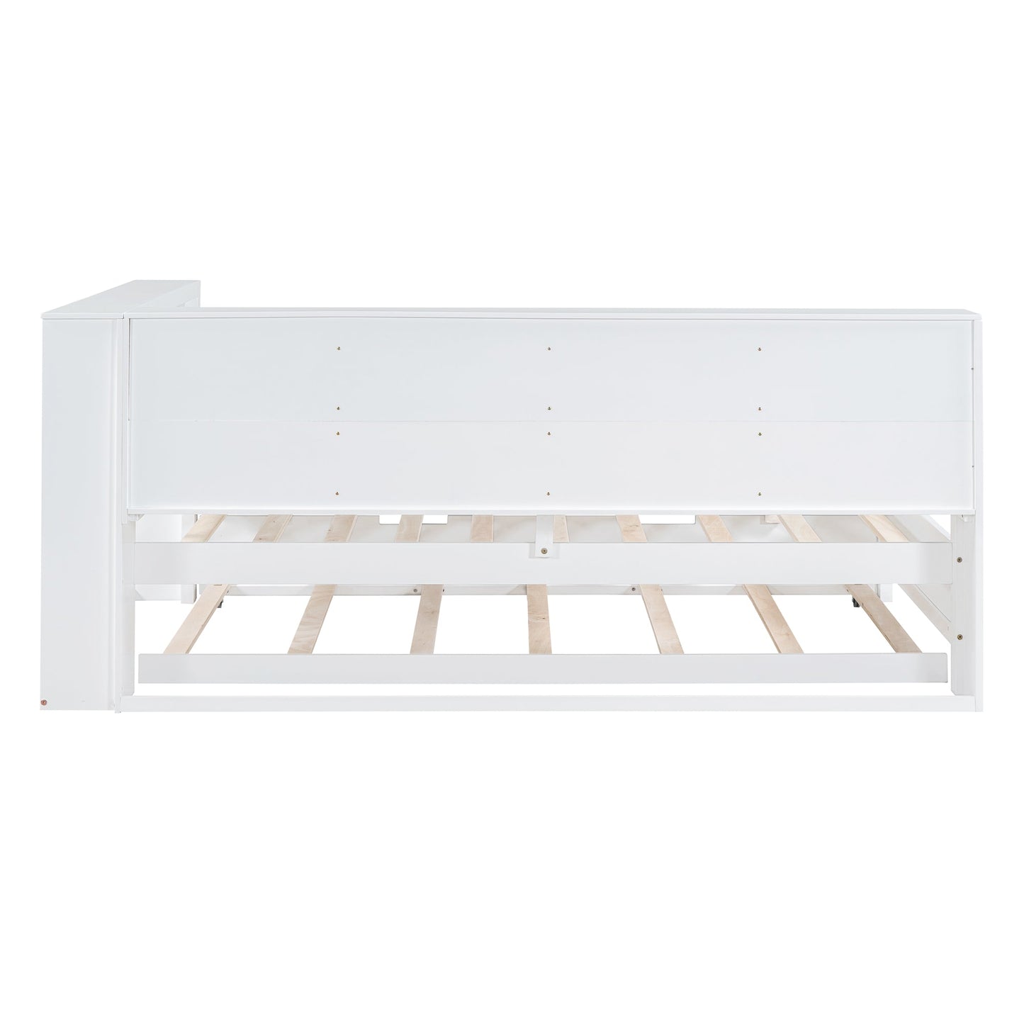 Wooden Twin Size DayBed with Twin Trundle, DayBed with Storage Shelf and USB Charging Ports,White - Korvel
