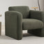 Modern style chair with sheepskin Sherpa fabric soft cushion, comfortable armchair, soft with backrest and pillow, seaweed green - Korvel
