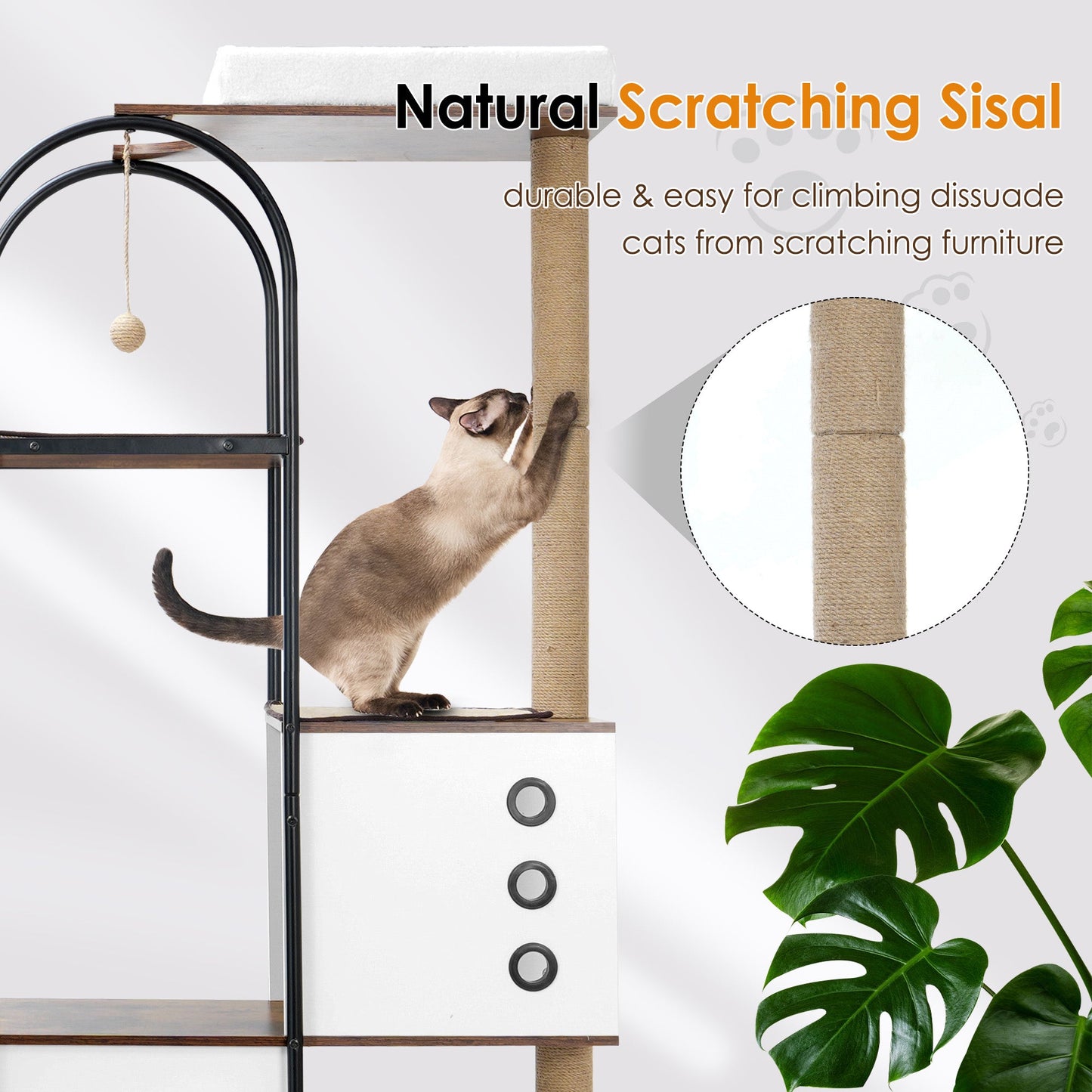 Modern Multi-Level Cat Tree with Scratching Posts and Caves