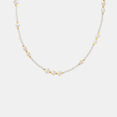 Titanium Steel Glass Bead Pearl Necklace