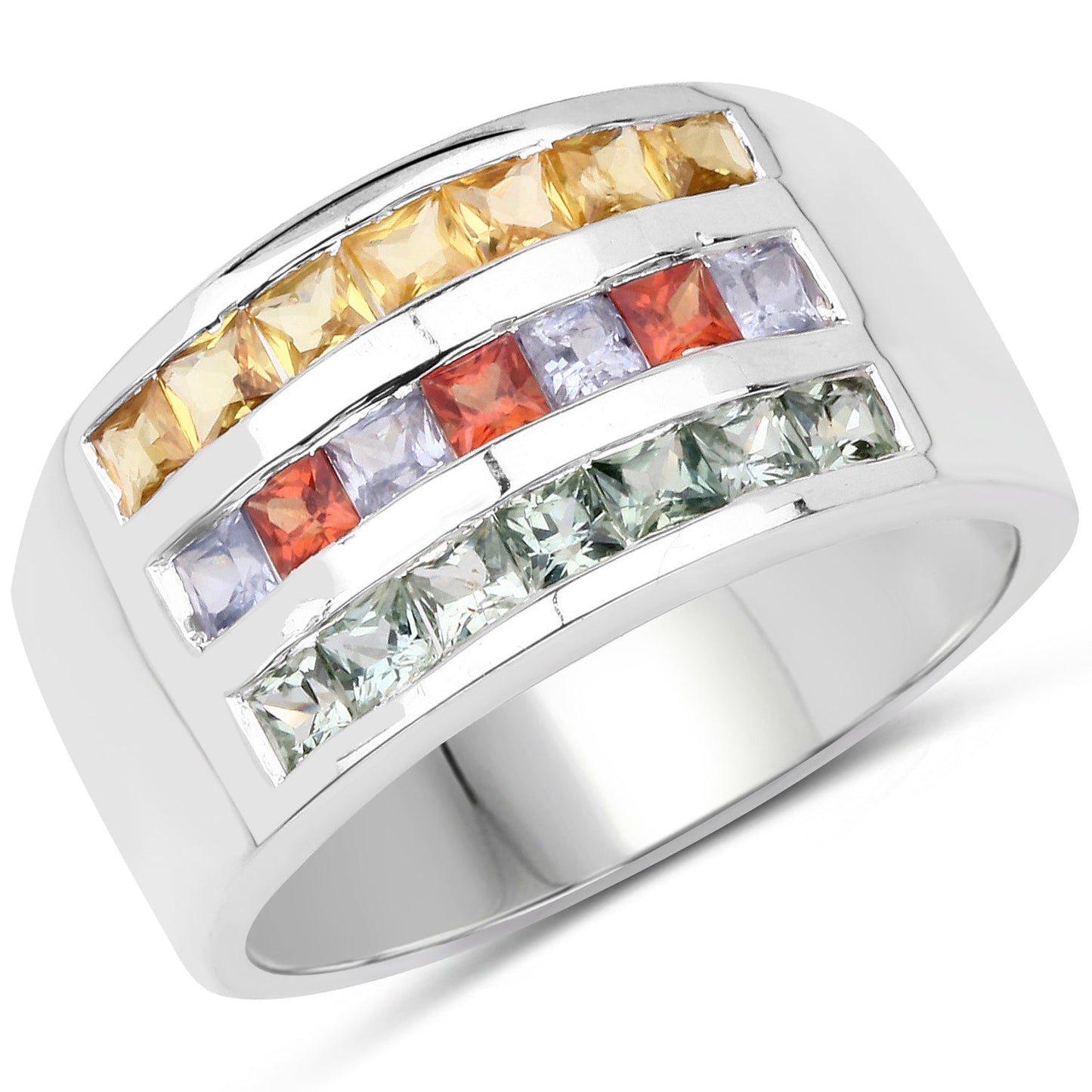 Anillo de Compromiso de Zafiro Múltiple de 1.69 Quilates en Plata Esterlina .925