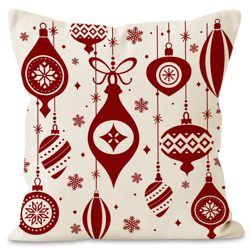Christmas red ball pillow cover Christmas holiday themed home decoration pillowcase linen waist pillow - Korvel