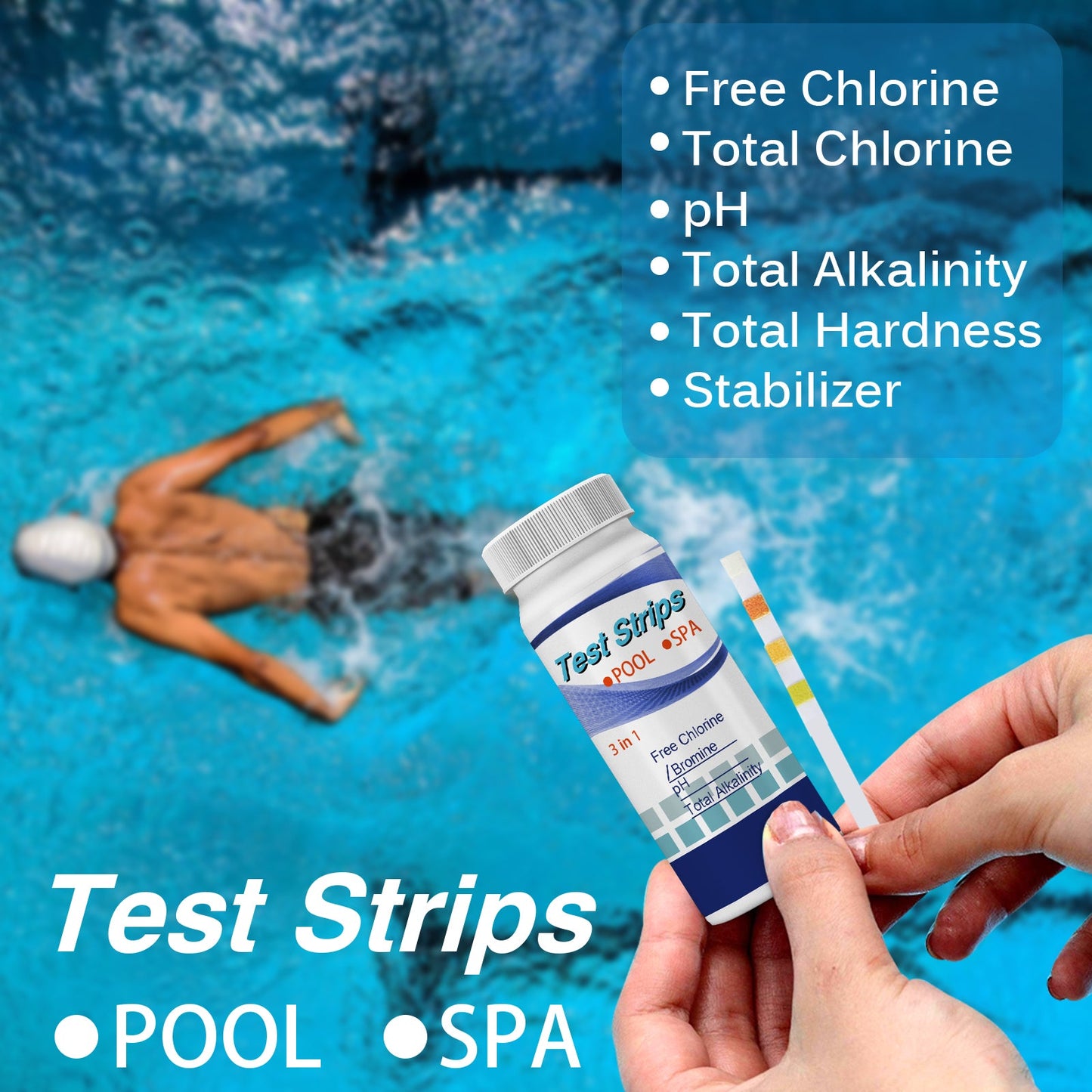 Test Strips, Swimming Pool Speed Residual Chloric Acid Base Number Total Alkalinity Total Hardness Water Quality Test Paper - Korvel