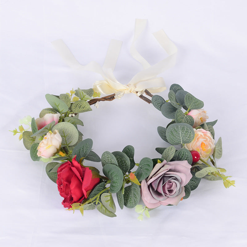 Forest Women's Wreath Fabric Flower Vine Hair Accessories Outdoor Scenic Area Dance Independence Day Wreath Headwear - Korvel