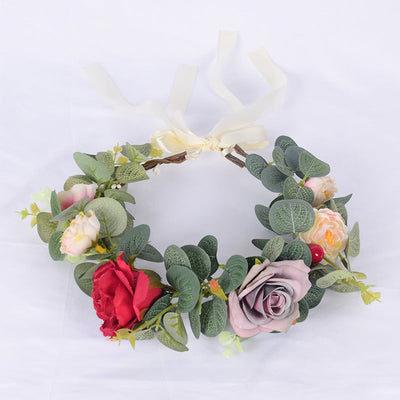 Forest Women's Wreath Fabric Flower Vine Hair Accessories Outdoor Scenic Area Dance Independence Day Wreath Headwear - Korvel