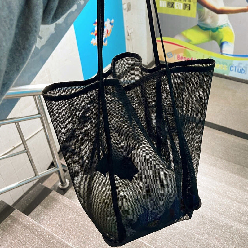 Transparent Mesh One-Shoulder Bag - Fashionable & Lightweight