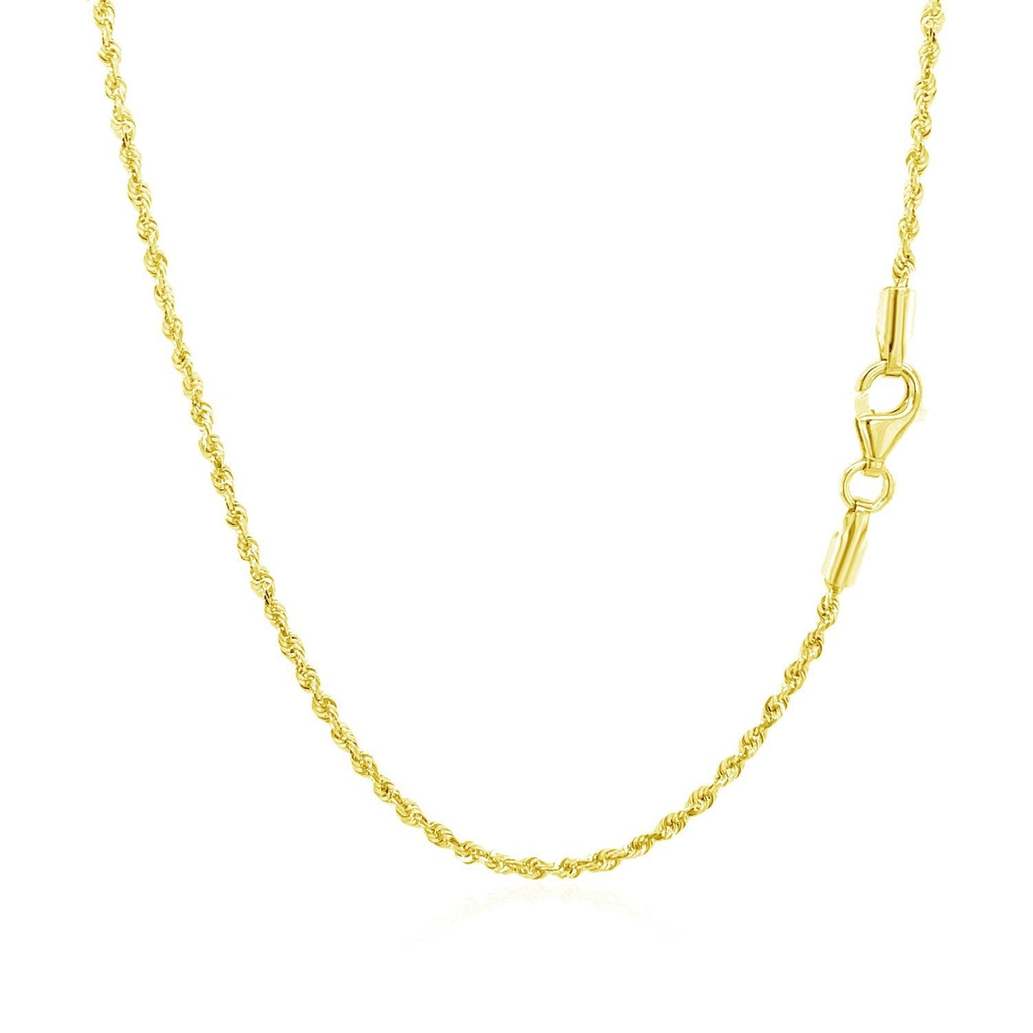 Chaîne en or jaune 10 carats avec coupe diamant en corde - 1,5 mm