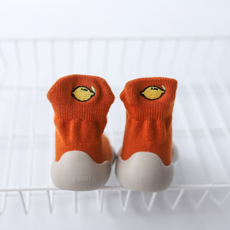 Autumn New Soft Sole Baby Walking Shoes Knitted Embroidered Baby Floor Socks Shoes Avocado Children's Socks - Korvel
