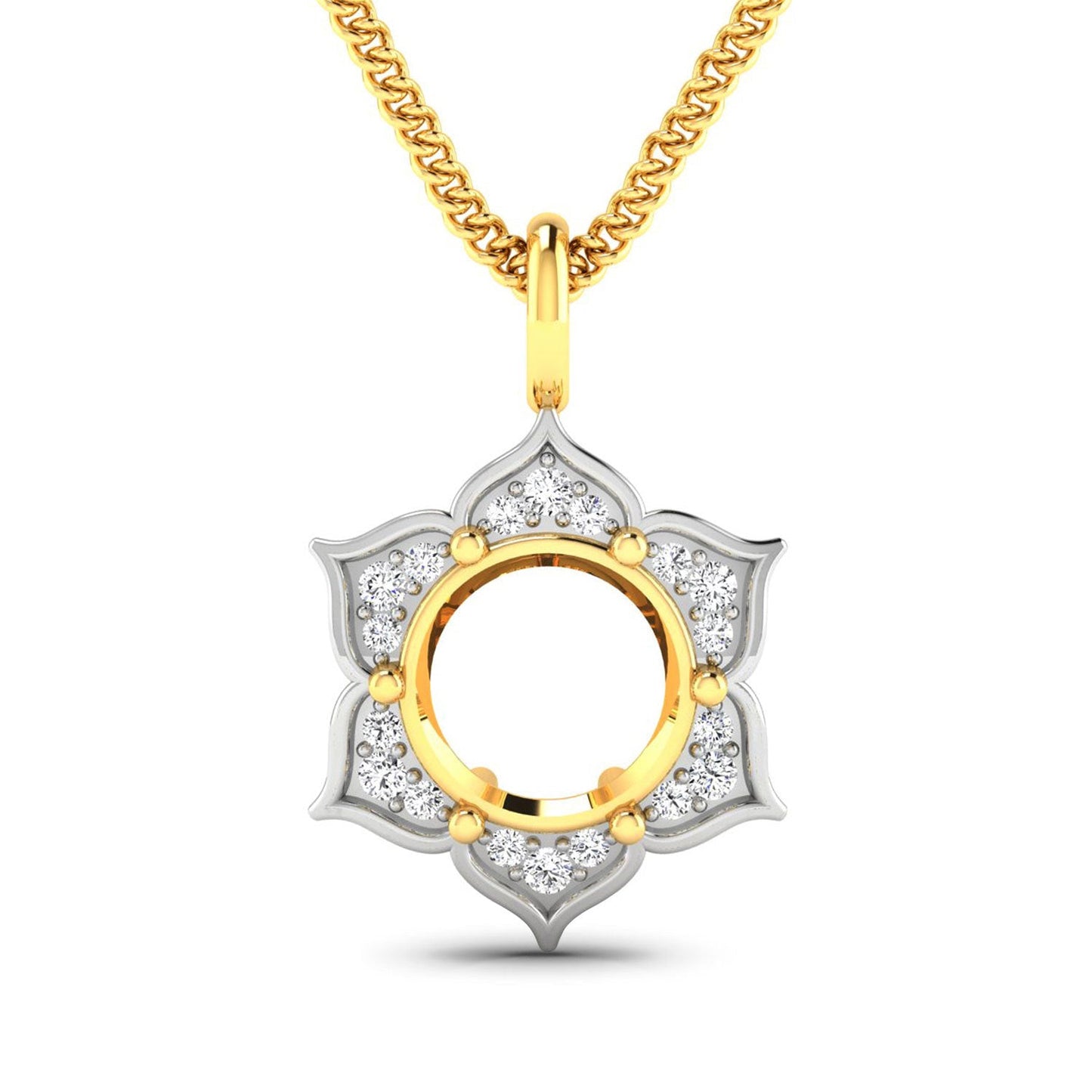 Colgante Semi Montado de Diamante de 0.14 Quilates en Oro Amarillo de 14K