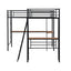 Twin Size Metal Loft Bed with Two Built-in Desks Black - Korvel