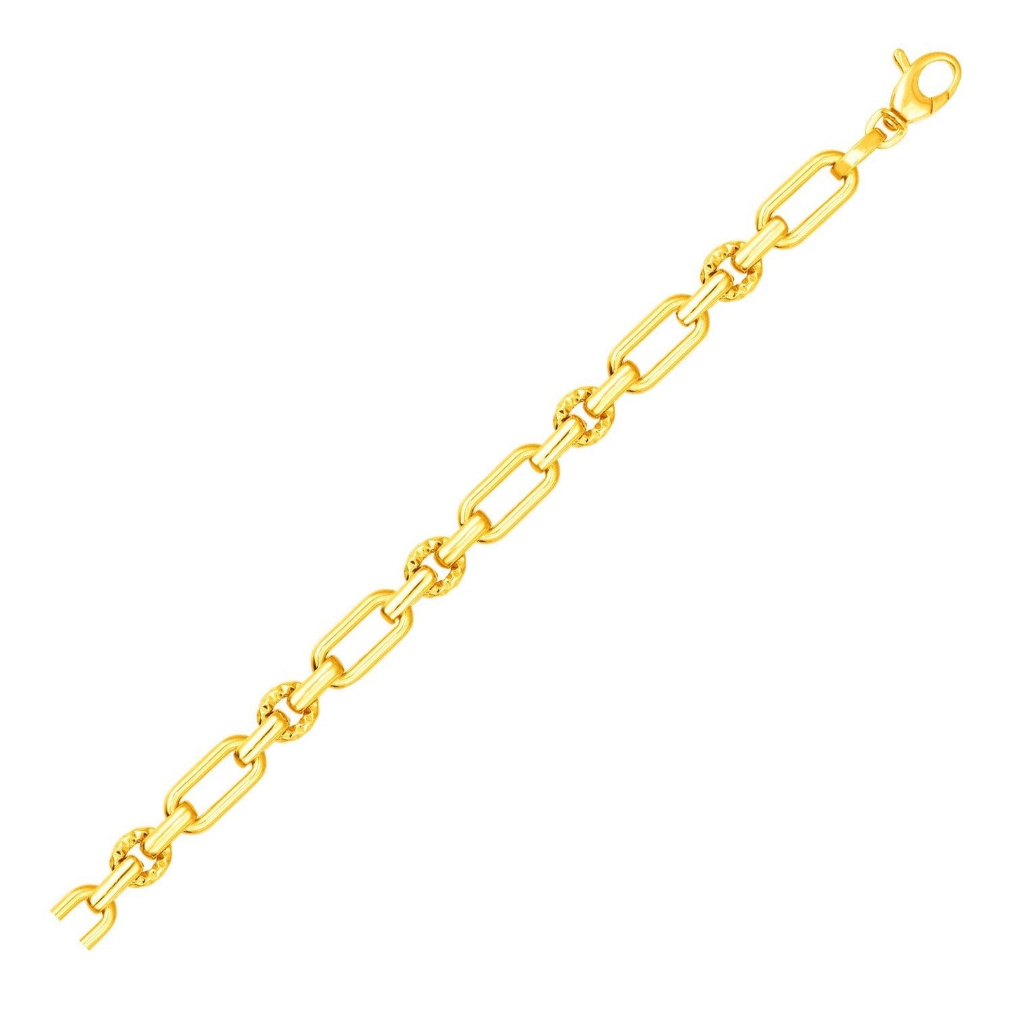 Bracelet en lien poli et texturé en or jaune 14 carats
