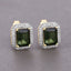3.57 Carat Green Tourmaline & Diamond 14K Yellow Gold Earrings