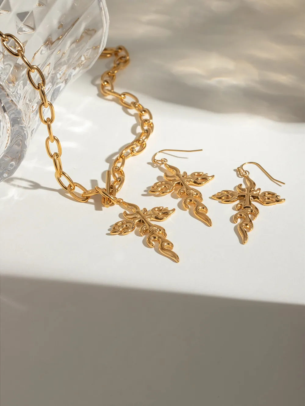 18K Gold-Plated Stainless Steel Cross Necklace - Korvel