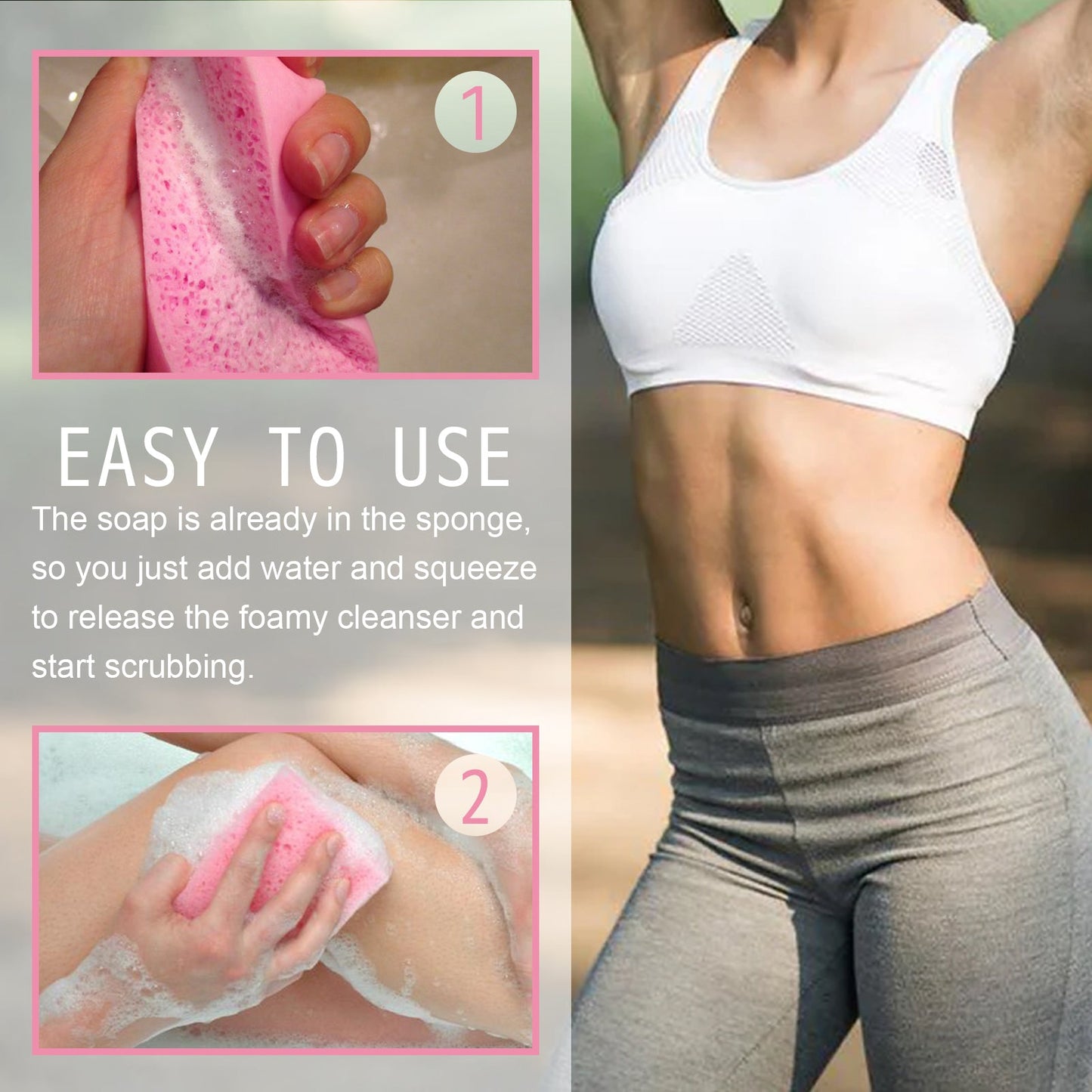 Aromatherapy Body Sponge, Firming Skin Belly Calf Arm Toning Body Cleansing Bath Sponge - Korvel