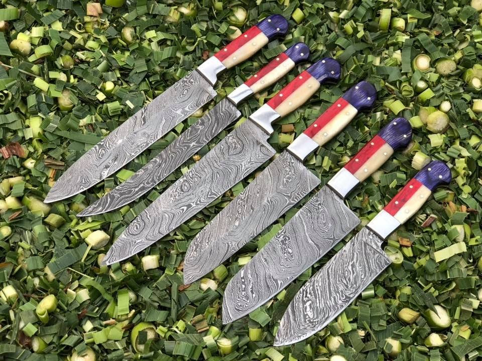 Master Chef's 6-Piece Knife Collection with Exquisite Damascus Steel and Artisan Handles - Korvel