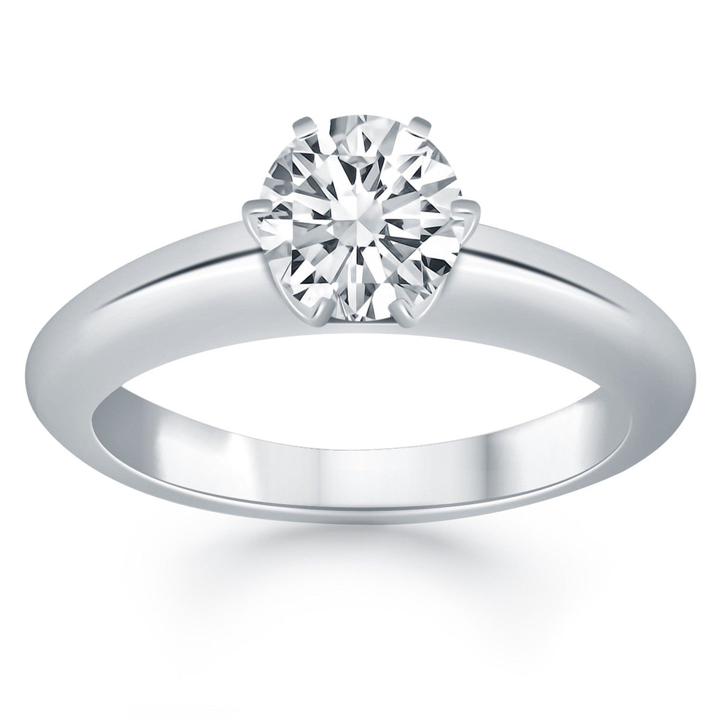 Bague de fiançailles en or blanc 14k avec solitaire en cathédrale