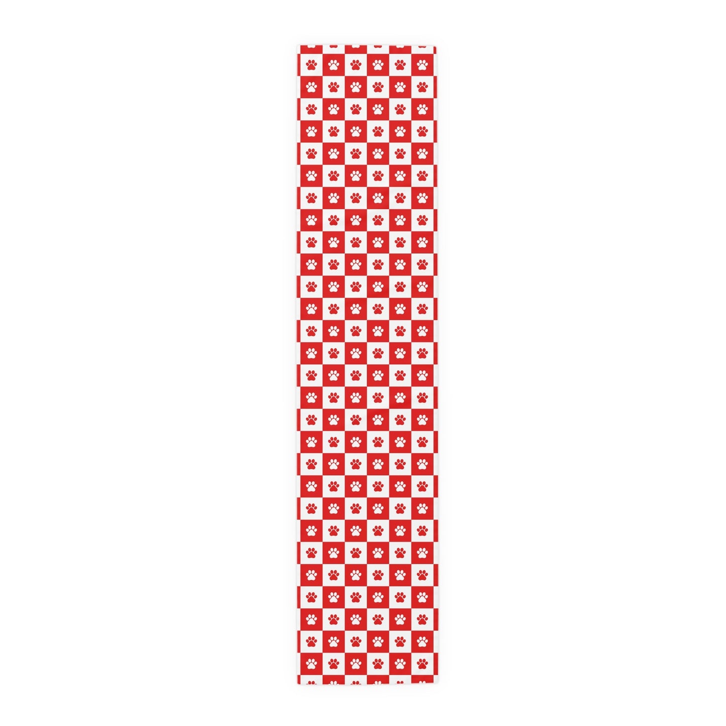 Charming Red & White Paws Table Runner - Cotton & Polyester Options - Korvel