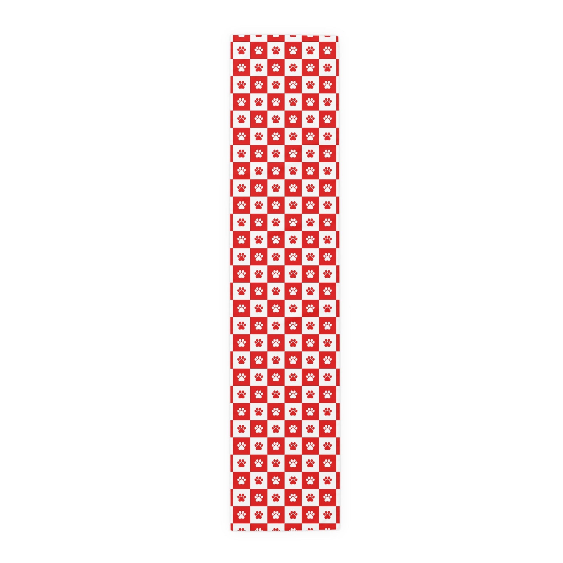 Charming Red & White Paws Table Runner - Cotton & Polyester Options - Korvel