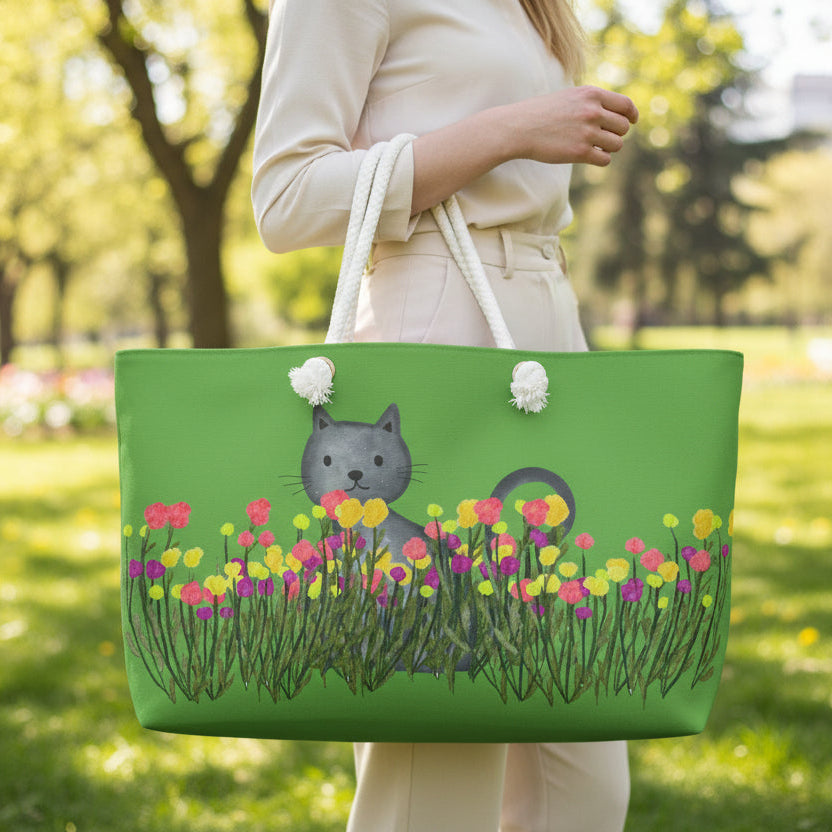 Cat in the Wildflowers Weekender Bag