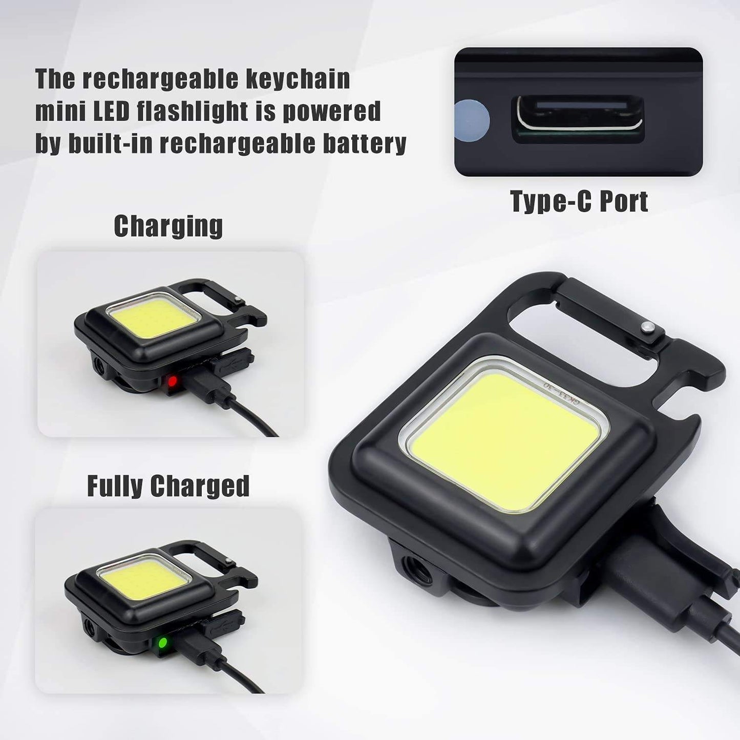 Multifunctional Mini COB Work Light TYPE-C Rechargeable Portable Keychain Light Magnetic Overhaul Emergency Light - Korvel