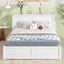 Queen Size Storage Platform Bed with Pull Out Shelves and Twin XL Size Trundle  White - Korvel