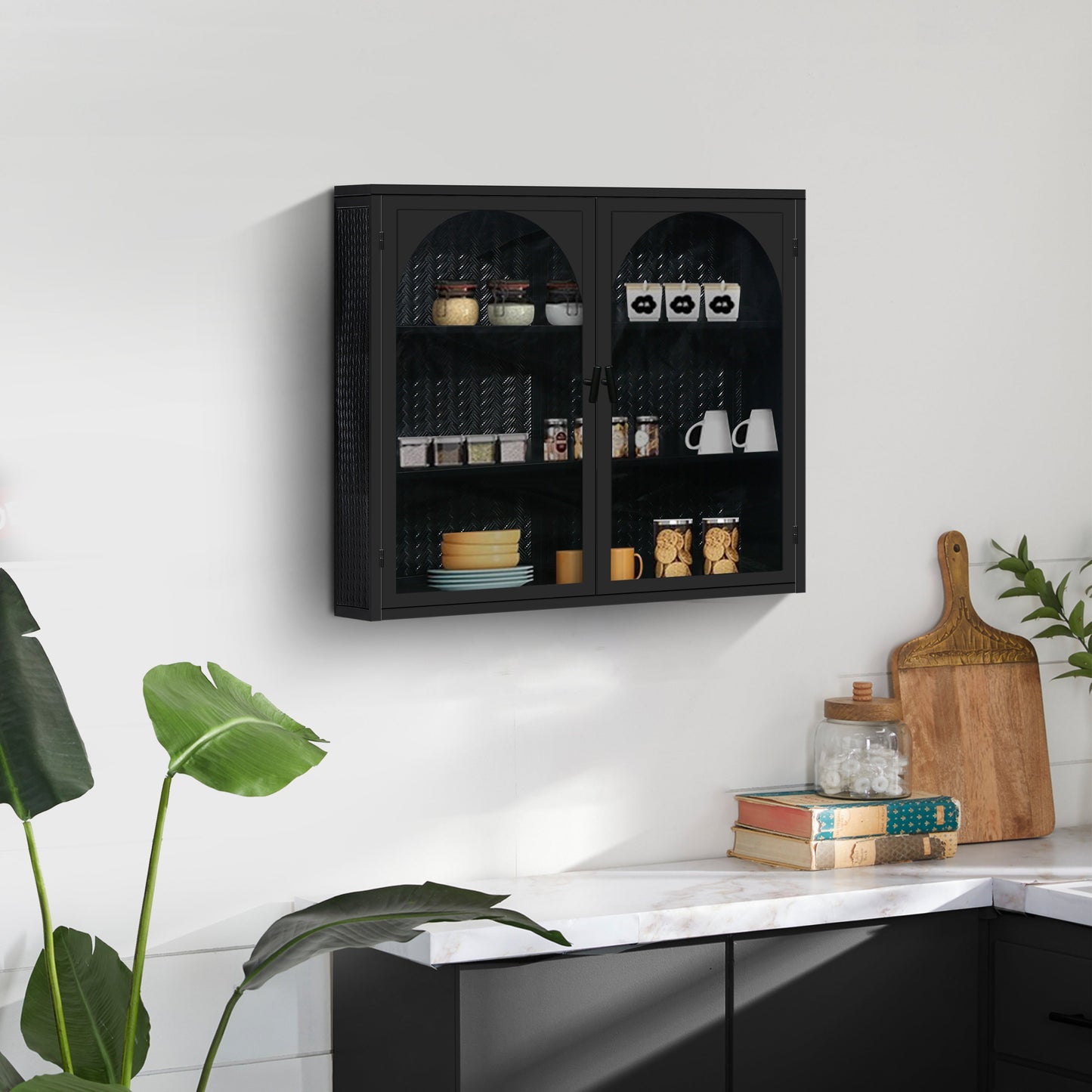Cabinet mural moderne à deux portes avec portes en verre