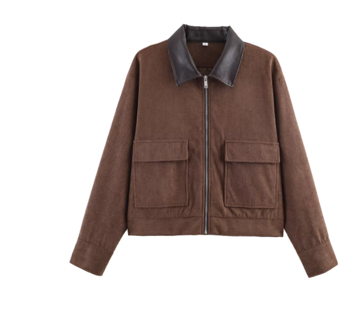 Stylish Women's Corduroy Bomber Jacket in 3 Colors