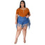 Retro High-Waisted Denim Shorts with Frayed Tassels