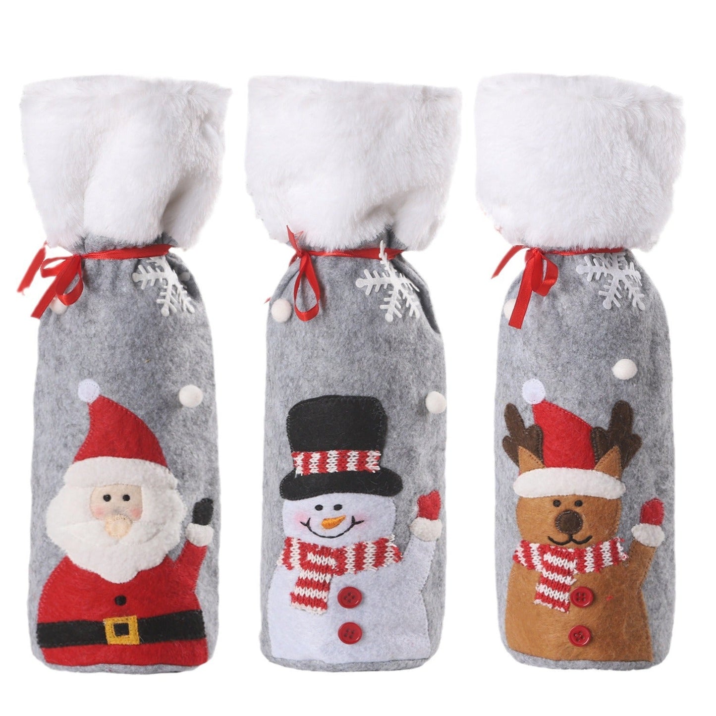 Christmas supplies red wine bottle covers elderly snowmen elk red wine bags household items - Korvel