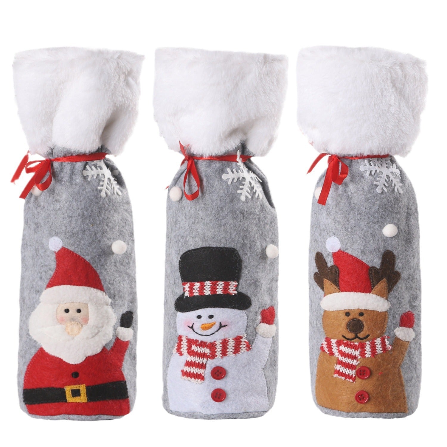 Christmas supplies red wine bottle covers elderly snowmen elk red wine bags household items - Korvel