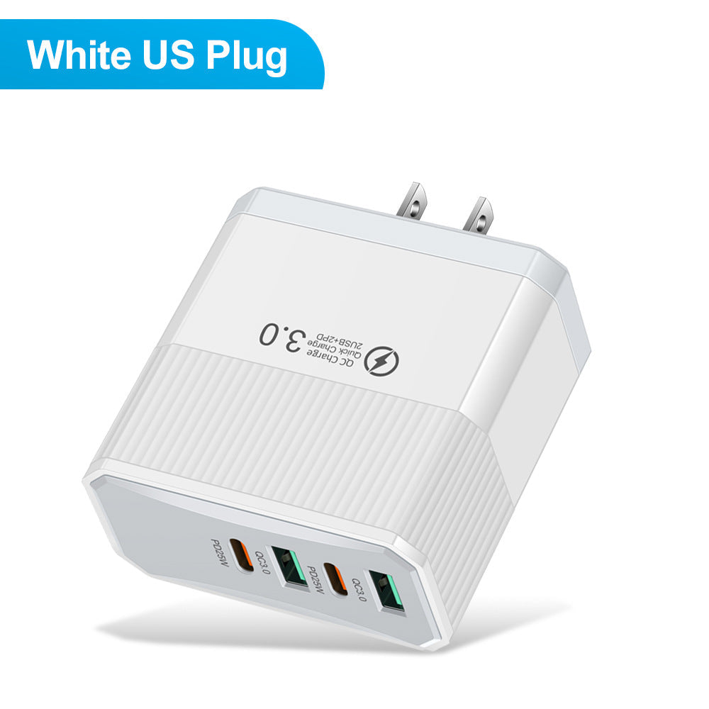 4-in-1 2USB+2PD mobile charger, tablet plug, super fast charging multi port plug - Korvel