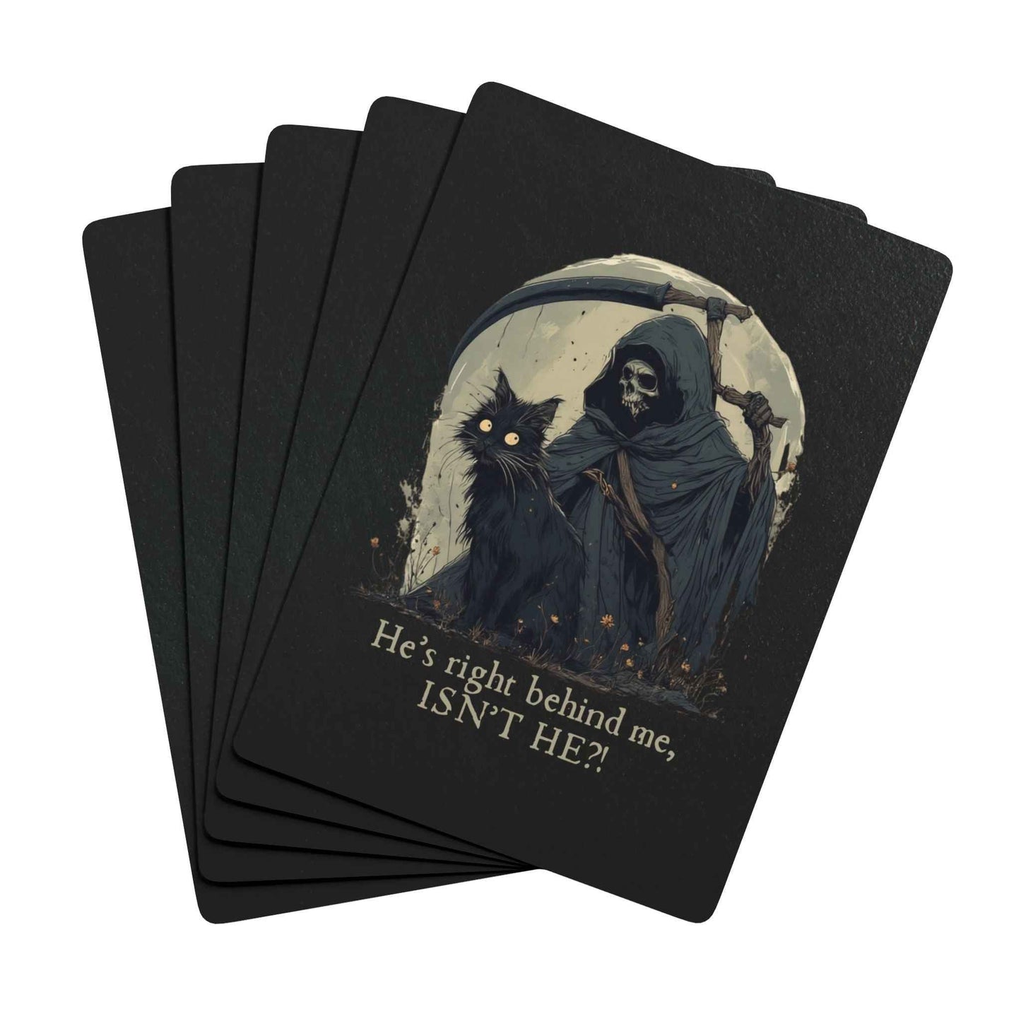 He’s Right Behind Me, Isn’t He? Black Cat Poker Playing Cards