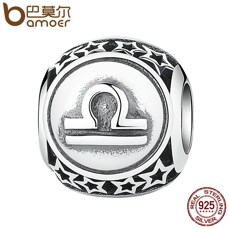 BAMOER 925 Sterling Silver Aquarius Star Sign Zodiac Beads Charms fit Bracelets PSC048 - Korvel