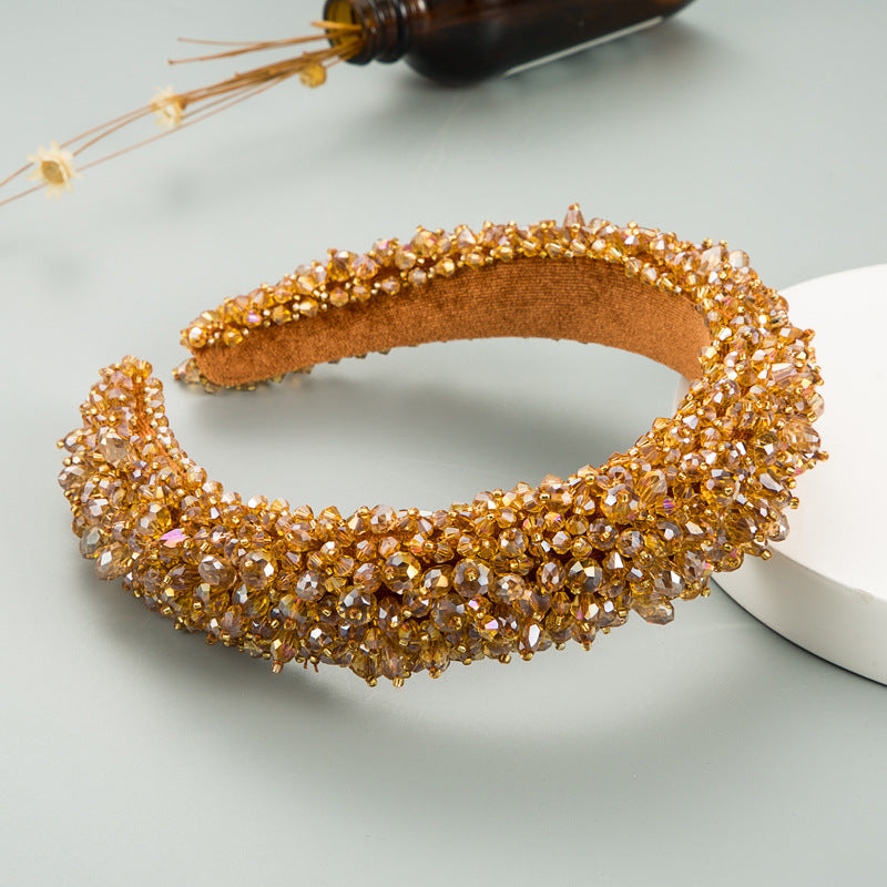 Ins New Baroque Hand-Sewn Stellalou Headband Full Of Crystal Headband - Korvel