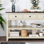 Table Console Rétro avec Étagères Ouvertes - Espresso et Beige
