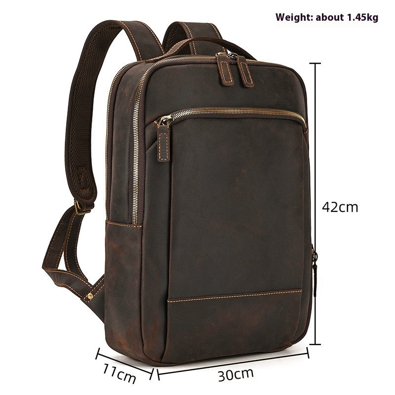 Genuine Leather Large Capacity Travel Backpack