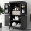 Elegant Black Bathroom Floor Storage Cabinet with Adjustable Shelves
