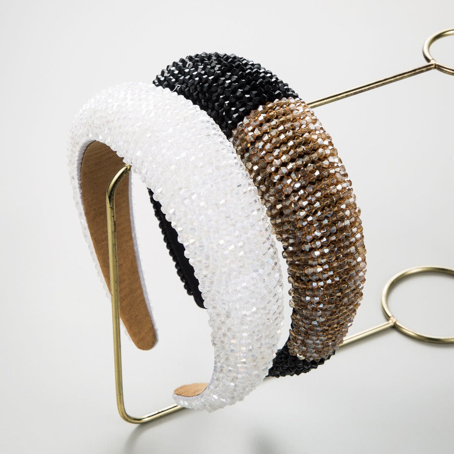 Luxury Crystal Hairband Women Hair Accessories Jewelry Baroque Padded Head Band Rhinestone Headband - Korvel