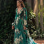 Winter New  Style V-Neck Long Sleeve Four-Way Stretch Printed Flared Dress - Korvel