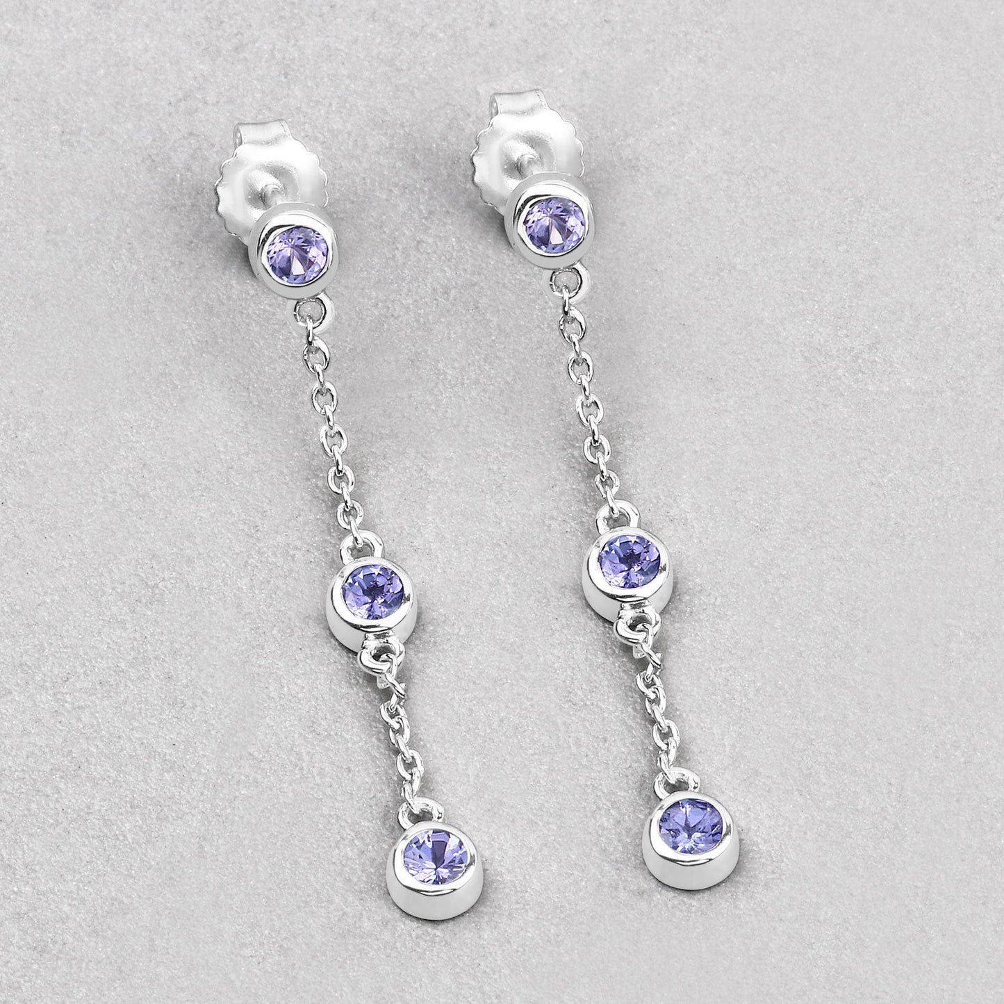 0.60 Carat Genuine Tanzanite Sterling Silver Earrings