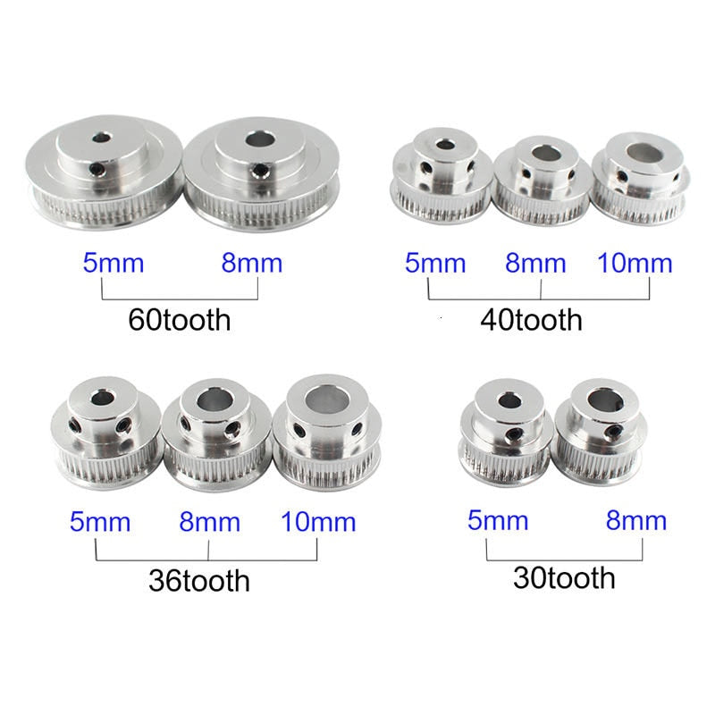Poulie de synchronisation GT2 - Options de 30, 36, 40 et 60 dents pour imprimantes 3D