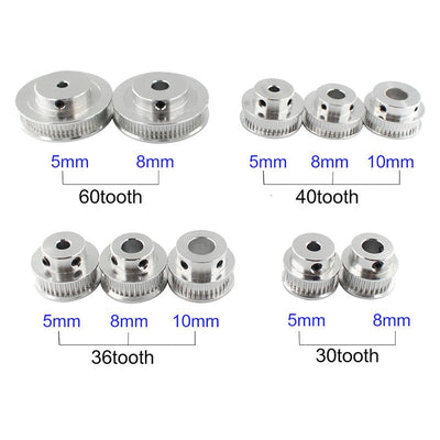 GT2 Timing Pulley - 30, 36, 40, 60 Tooth Options for 3D Printers